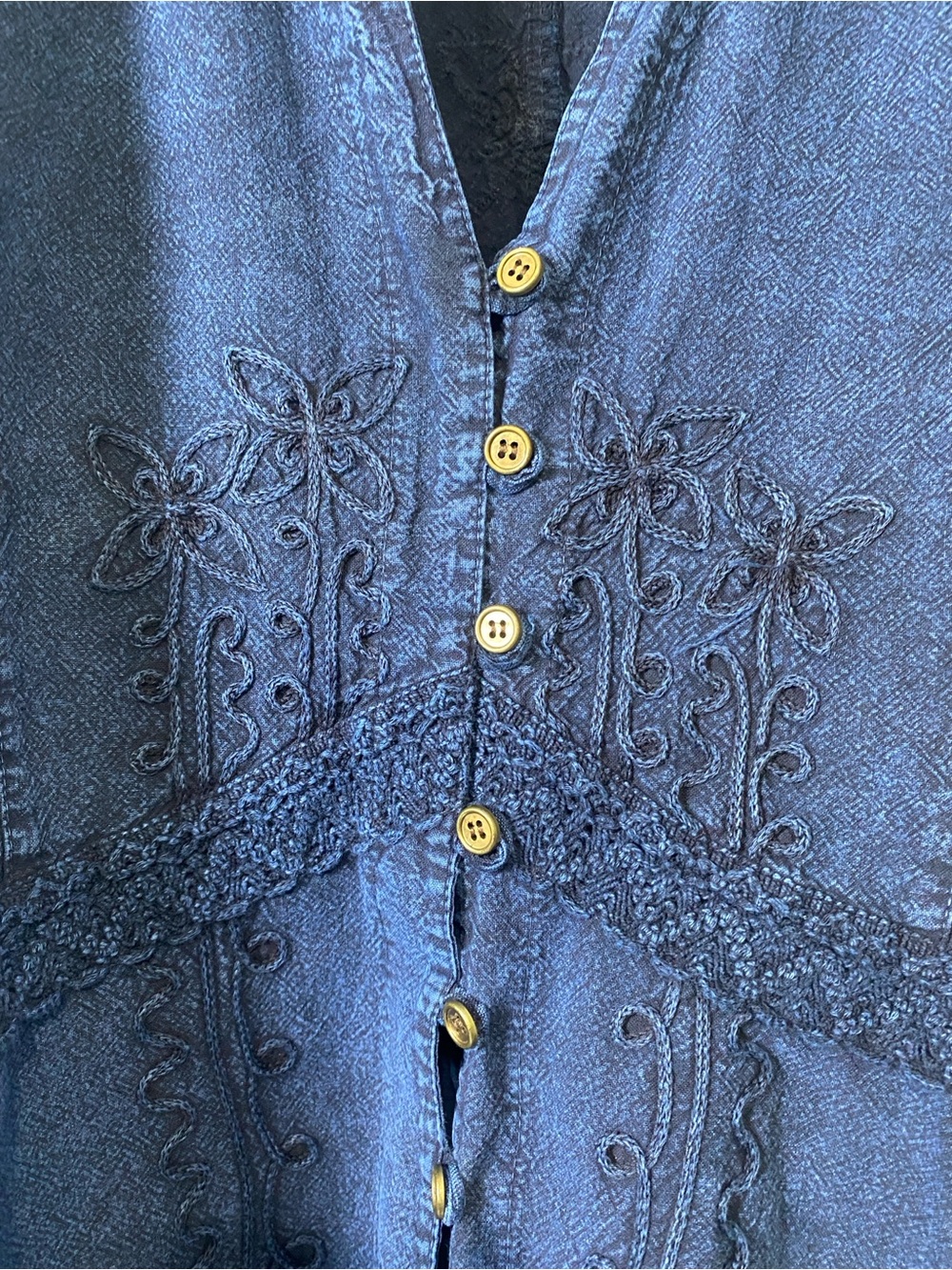 Caamano Limited Edition Embroidered Boho Western Tunic Shirt Blue Medium - Picture 4 of 9